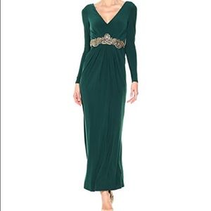 Eliza J Women's Beaded Waist Gown, Hunter Green